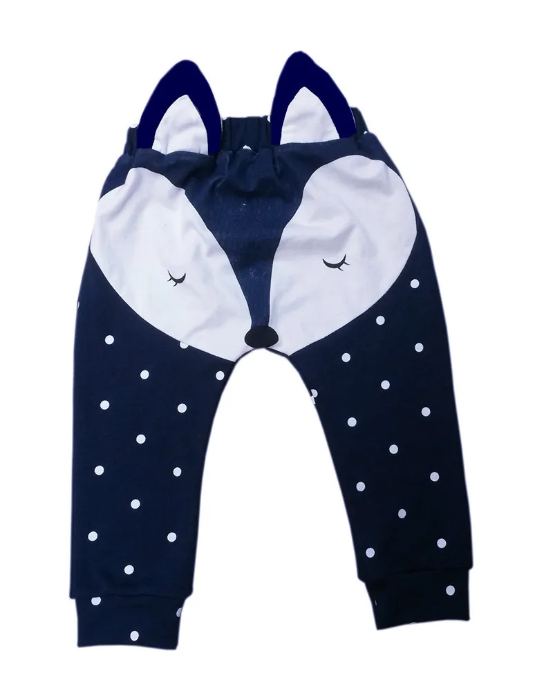 Mola do Bebê Raposa dos Desenhos Meninas Meninos Calças Harem Pants Algodão Animados Impresso Compridas Animal Criança Crianças Roupas 9 Pants Algodão Raposa Dos Desenhos Animados Impresso