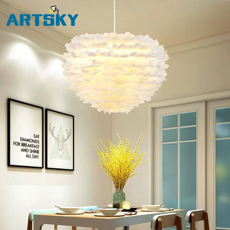 

Modern New Feather Pendant Light E27 AC 90-260V Apply To Living Room Decoration