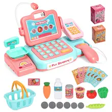 Прочная игрушечная Касса-ролевые игры обучающая игрушка со сканером, звуком, музыкой играть деньги и продуктовые игрушки для детей