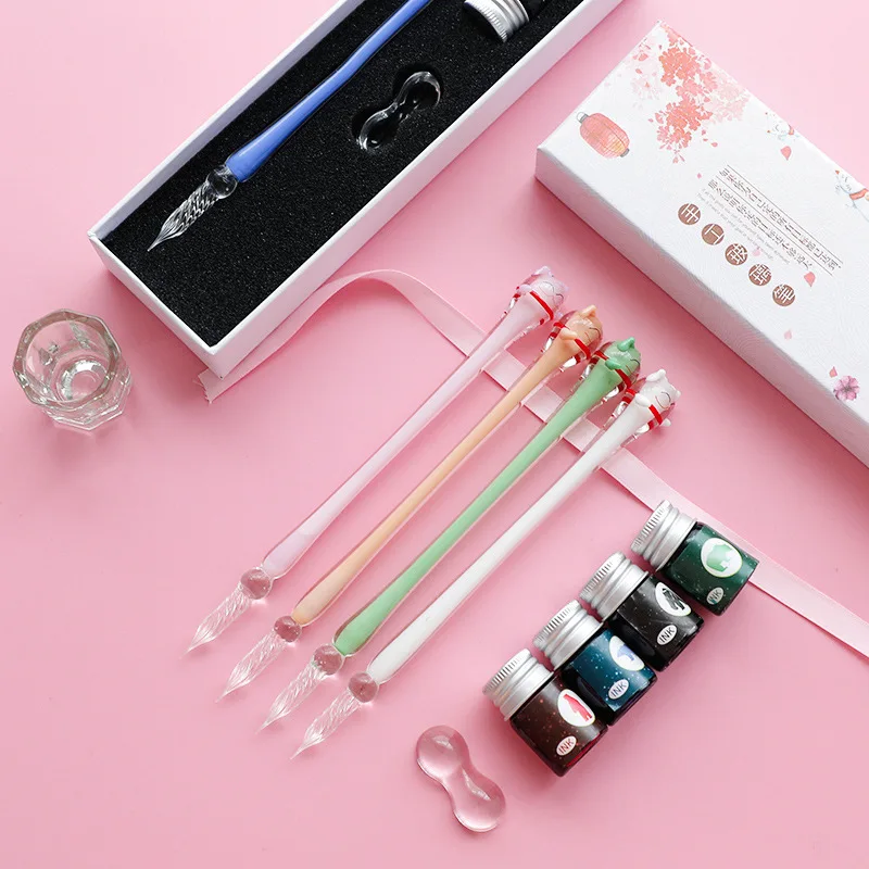 Стеклянная Ручка, подарочный набор, Студенческая Стеклянная Ручка Shinsui, Кристальные перьевые ручки, стилус