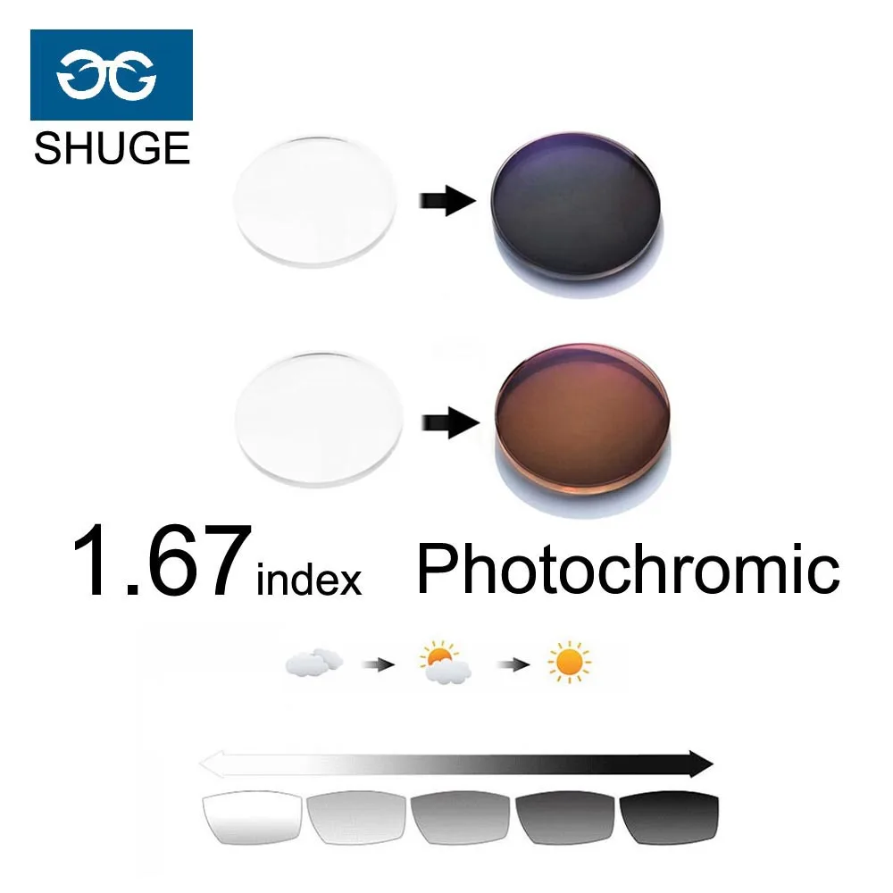 1 67 Index Aspheric Photochromic font b Lens b font Grey Brown Optical font b Glasses