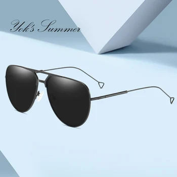 

YOK'S New Oversized Pilot Polarized Sunglasse Women Men Brand Slim Metal Frame Gradient Lens Shade Driving Goggles Glasses W1268