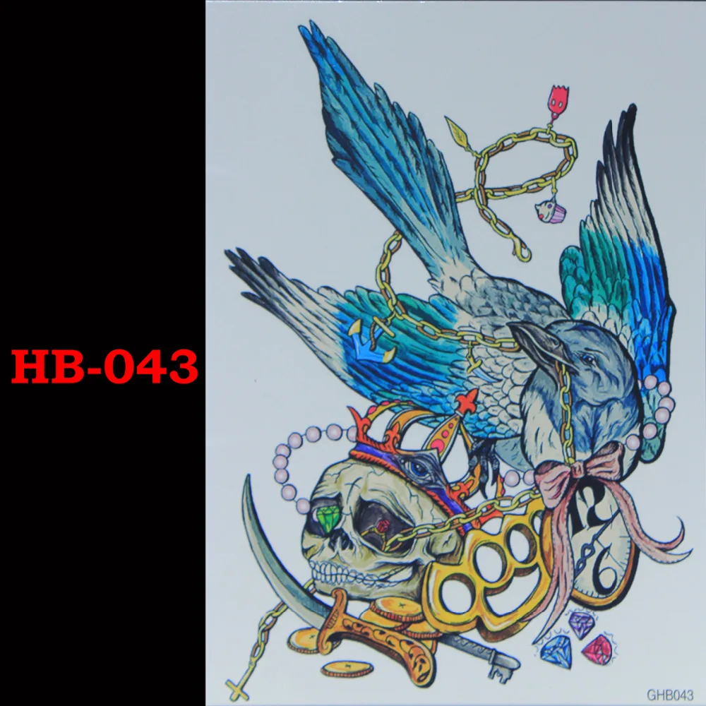071 35 De Réductionchaîne Oiseaux Marins Squelettes Temporaire Tatto étanche Hommes Femmes Tatouage Bras Autocollant Faux Bras Manches Corps
