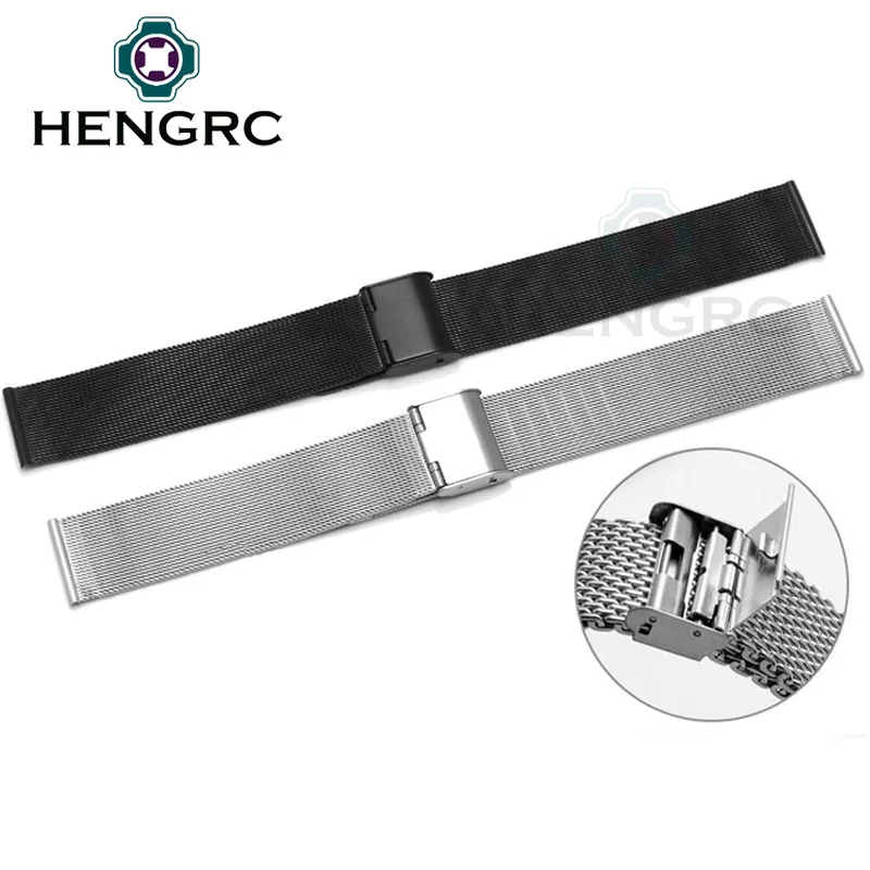 Elegant Stainless Steel Milanese Loop Watch Band Strap with Double Clasp