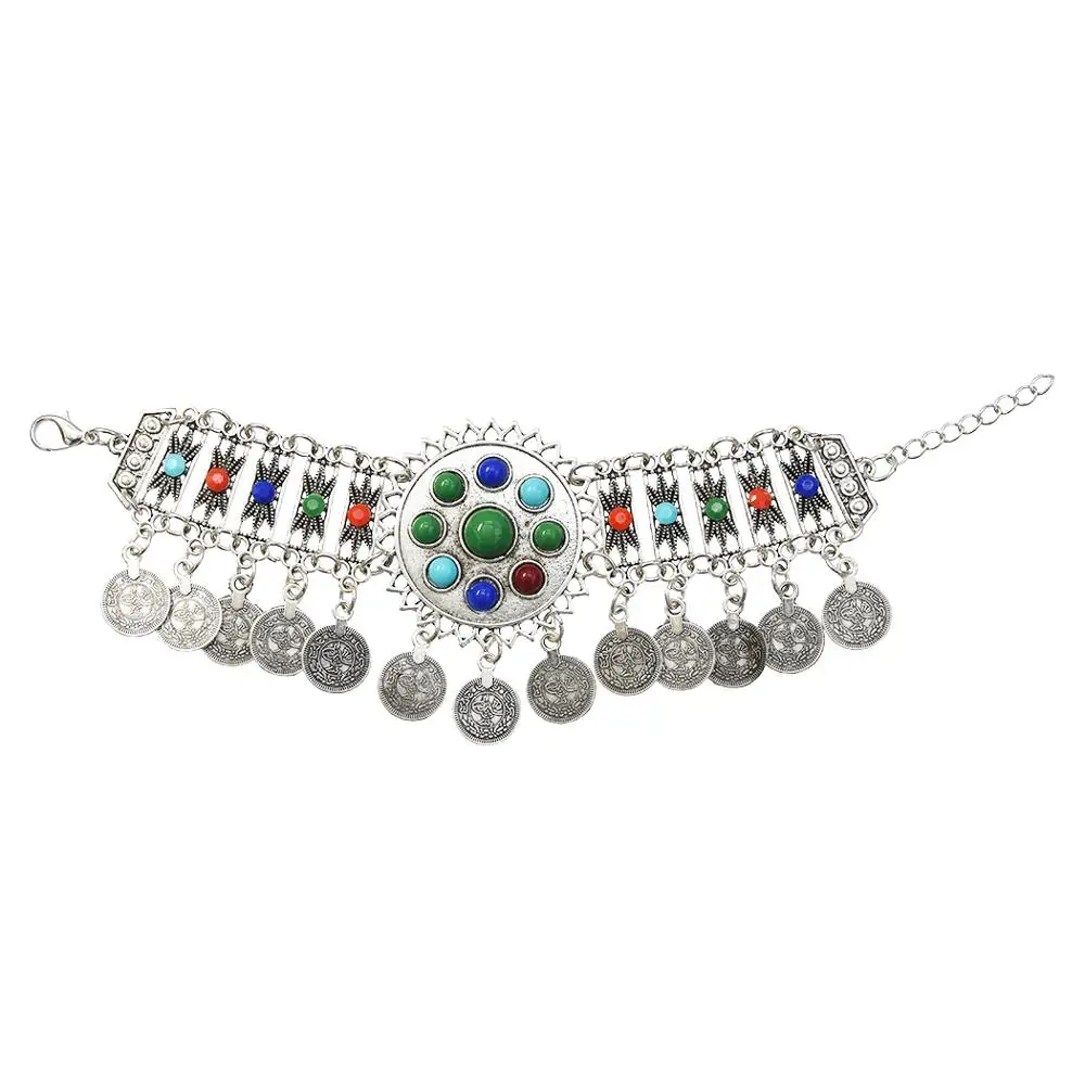 

Bohemian Colorful Bead Rhinestone Belly Dance Bangles & Bracelets Coin Silver Flower Arm Turk Gypsy Exotic Indian Tribal Jewelry