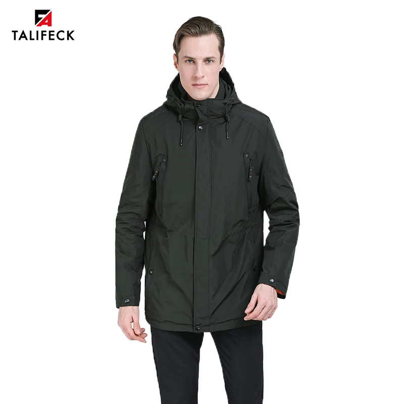 

2019 Men Spring Autumn Jacket Hooded Trench Coat Men Casual Cotton Padded Coat Parka Men Windproof Sports Caming Jacket Outwear
