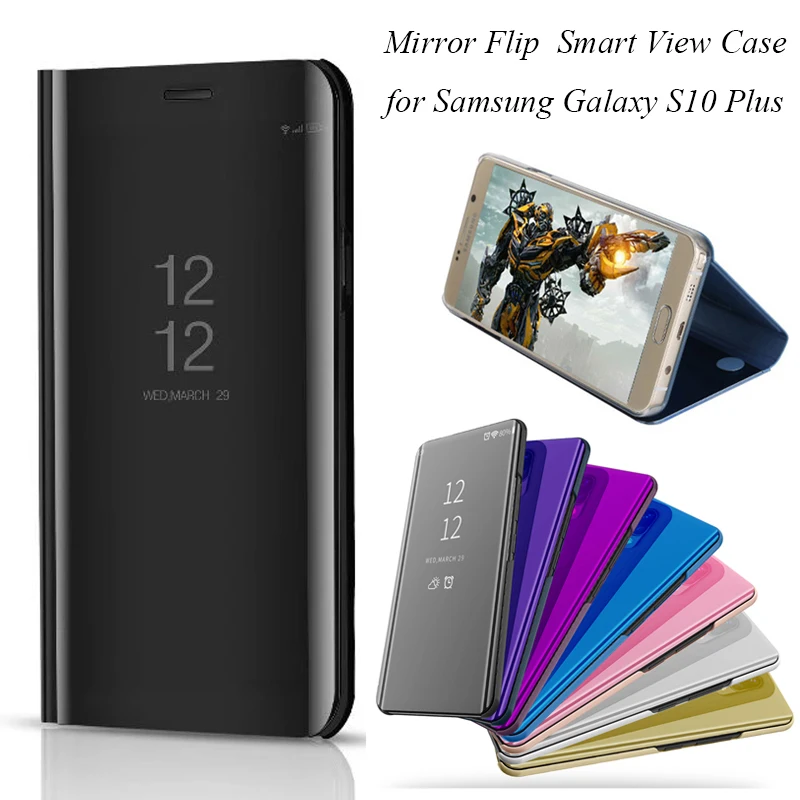 

Mirror Flip Case For Samsung Galaxy S10 Lite Case Clear Smart View Mirror Leather Cover For Samsung S10 Plus Smart phone Case
