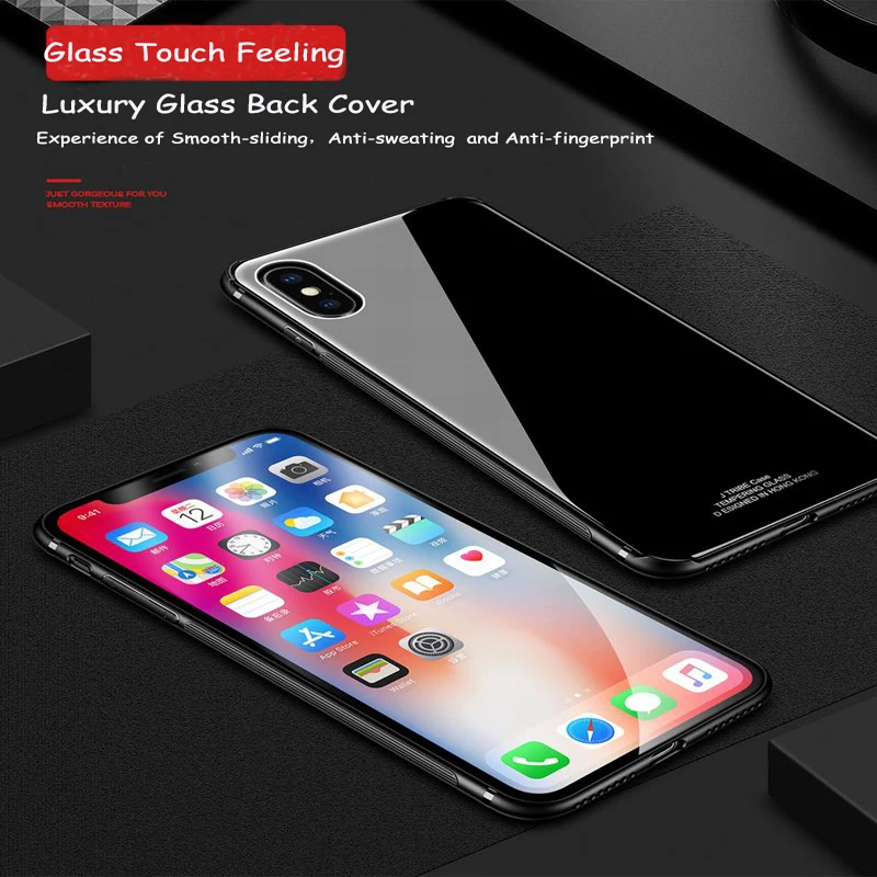 Ascromy-for-iPhone-X-10-TPU-Case-Hybrid-Tempered-Glass-Back-Cover-Anti-scratch-Shockproof-Protective-Cover-for-Apple-iPhone-X-10-Accessories (10)