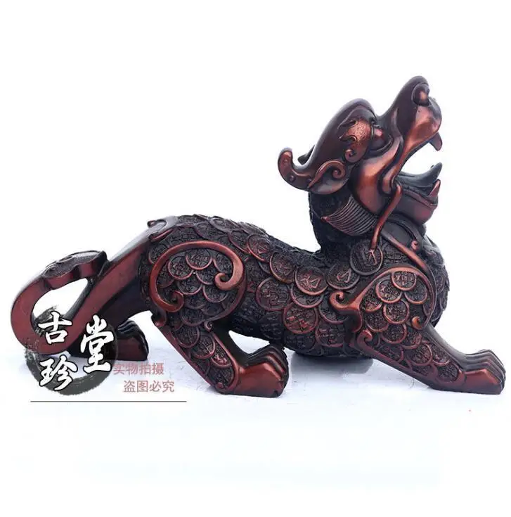

Chinese Pure Red Copper Feng shui Wealth Pixiu Unicorn Beast Coin Statue Pair