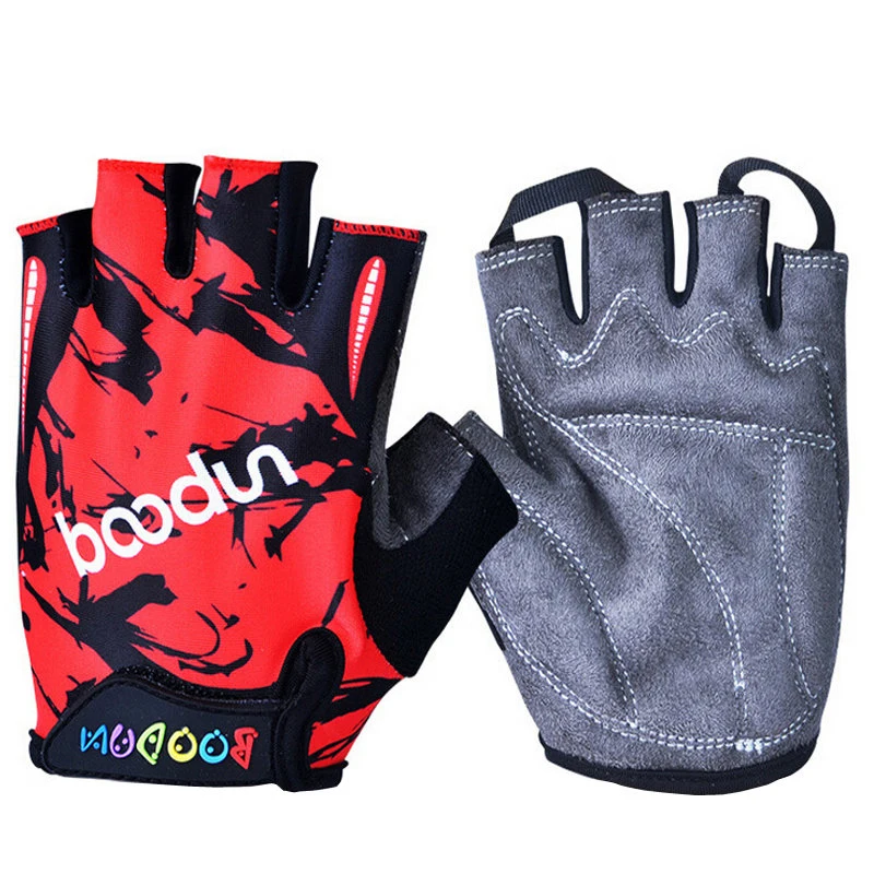 Boodun partten ركوب الدراجات قفازات الطفل المطبوعة الاطفال الصيف دراجة قفازات نصف اصبع قفازات التزلج قصيرة تنفس