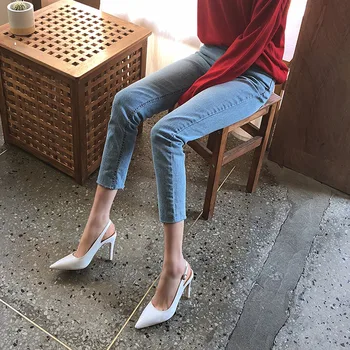 

High heels summer 2019 new Pointed white stiletto Wild wedding shoes Bridesmaid shoes Female small code shoes