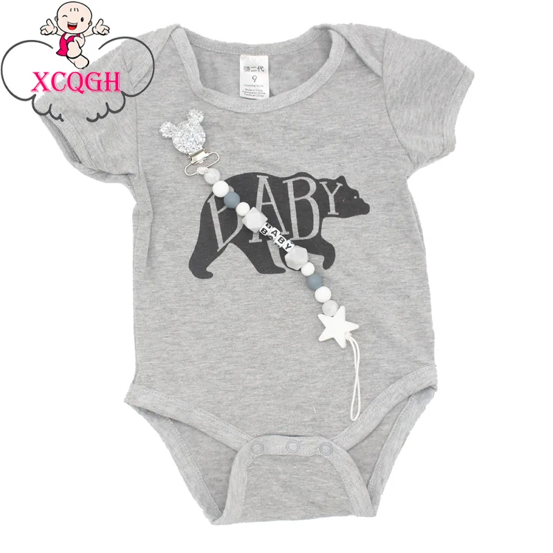 XCQGH Personalised Name Silicone Baby Pacifier Clips Chain Nipple Pacifier Chain with Mouse Holder for Baby, Baby Shower Gift