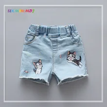 SLKMSWMDJ/Новые летние детские джинсовые шорты с милым рисунком кота хлопковые джинсовые шорты для мальчиков и девочек 1-6 лет, 80-120 см, 1 предмет