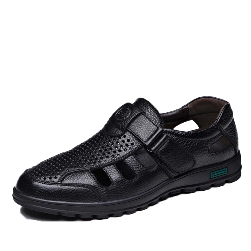 

New Men's casual leather shoes first layer leather old man shoes hollow chaussures de pois sandals slippers hole shoes 5JT7688
