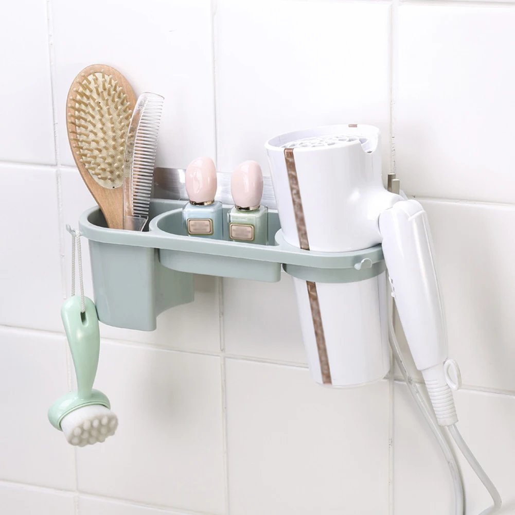 

Multi-function Bathroom Hair Dryer Holder Wall Mounted Rack Space Shelf Storage Organizer Hairdryer Holder
