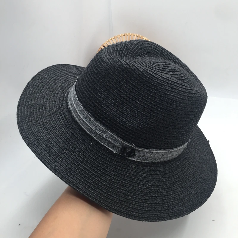 

straw hat retro sunshade hat black hearts cap M standard British Sir Mo han edition of cap Sun Hats