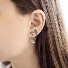 Радужные cz серьги-гвоздики с короной для женщин золотые красочные cz двухсторонние спереди сзади модные трендовые серьги