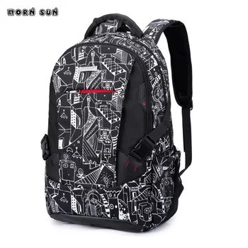 

Fashion nylon bagpack Geometric patterns mochilas universit rias USB small travel bag Laptop backpack school bag high school bag