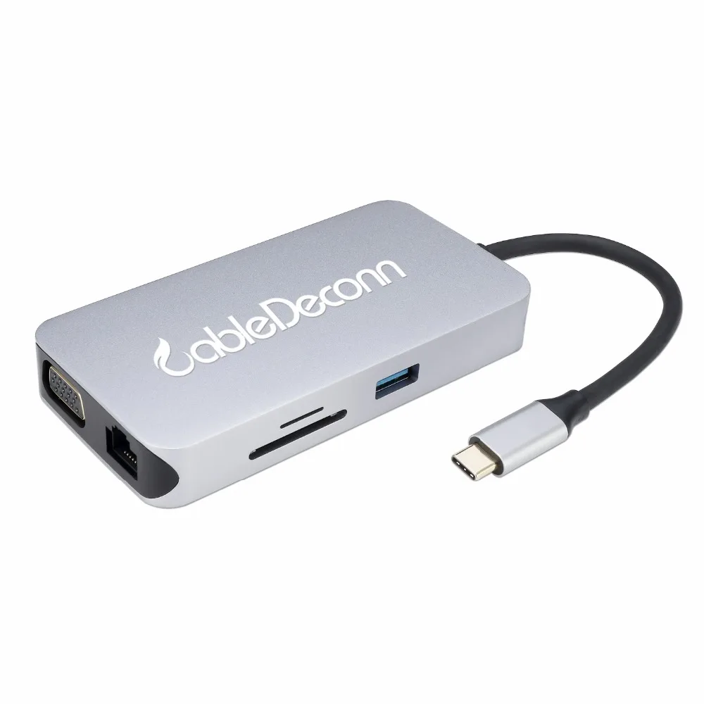 Thunderbolt 3 док-станции USB C концентратора usb3.1 Тип C к HDMI VGA Gigabit Ethernet RJ45 DC jack3.5mm адаптер для macbook pro 2017