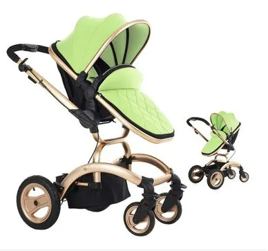 

High thickening warm winter landscape stroller folded portable buggies reversing shock four-wheel two-way can lie
