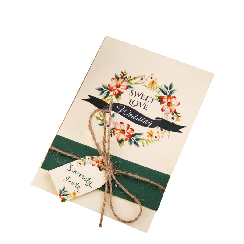  1pcs Luxury Wedding Invitations Card Baby Shower With Ribbon Free Envelope & Seals Party Wedding Su - 32856910655