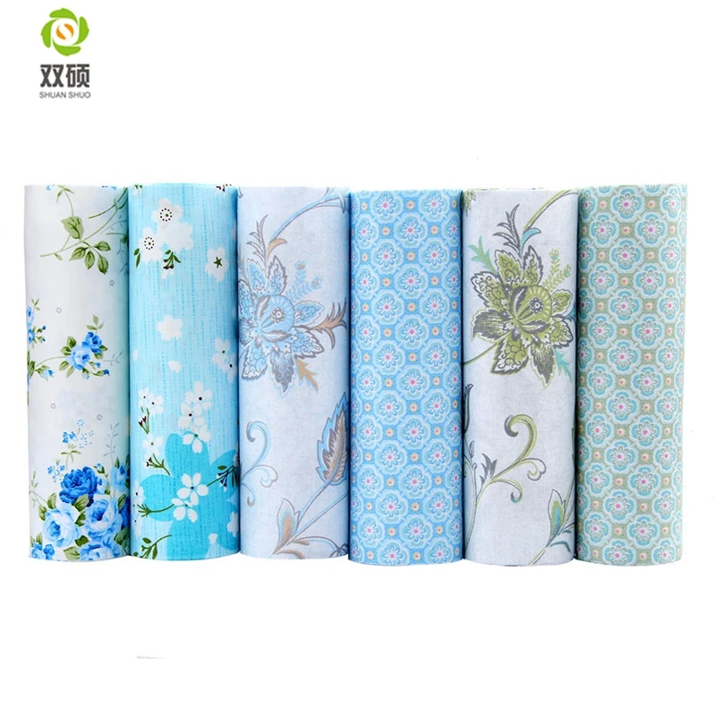 Shuanshuo саржа хлопок флора ткань, Лоскутная Ткань, DIY шитье стеганое жир четверти материал для ребенка и куклы ткань 6 шт. 40x50 см