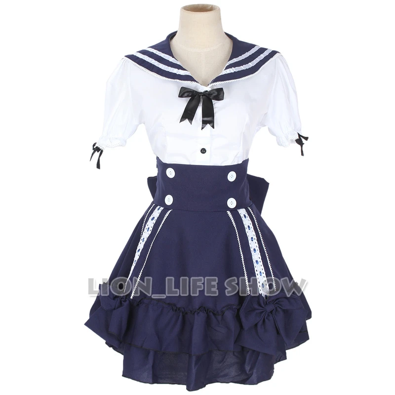送料無料白とブルーガール海軍日本ロリータセーラードレス甘いゴシックロリータドレスかわいい Kawaii Gothic Kawaii Sweetkawaii Dress Aliexpress