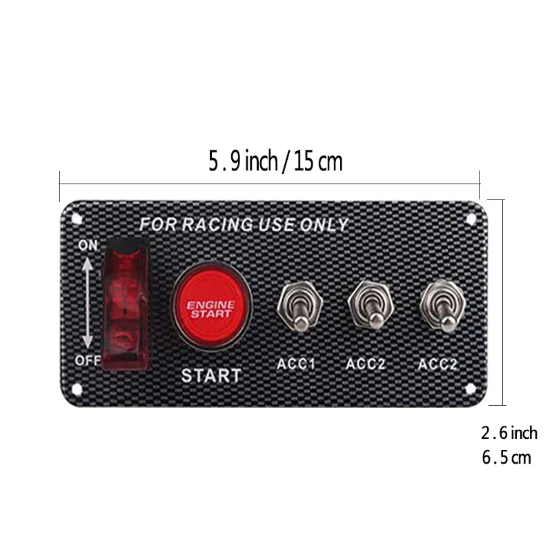 8 Hole Real Carbon Fiber Panel w// 8 LED Toggle Switches and Covers Green /& Red