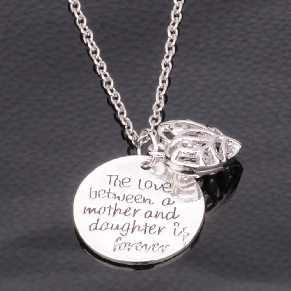 Bespmosp Mom Mother Daughter Trendy Love Heart Charm Pendant Chain