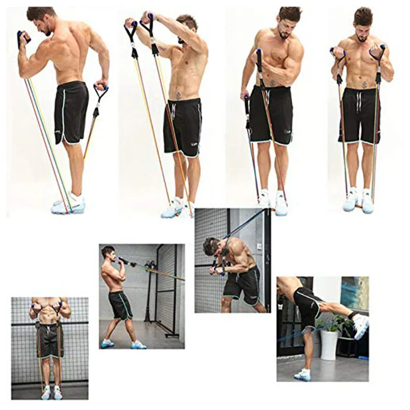 Resistance Bands Set Workout Outdoor Exercise Pull Rope Door Anchor Handles Ankle Straps Home Fitness Gym Training Equipment