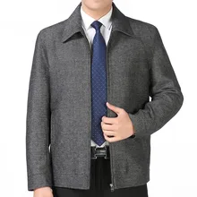 Spring and autumn jacket men’s clothing turn-down collar loose male elderly jacket outerwear thin coat jaqueta masculina grey