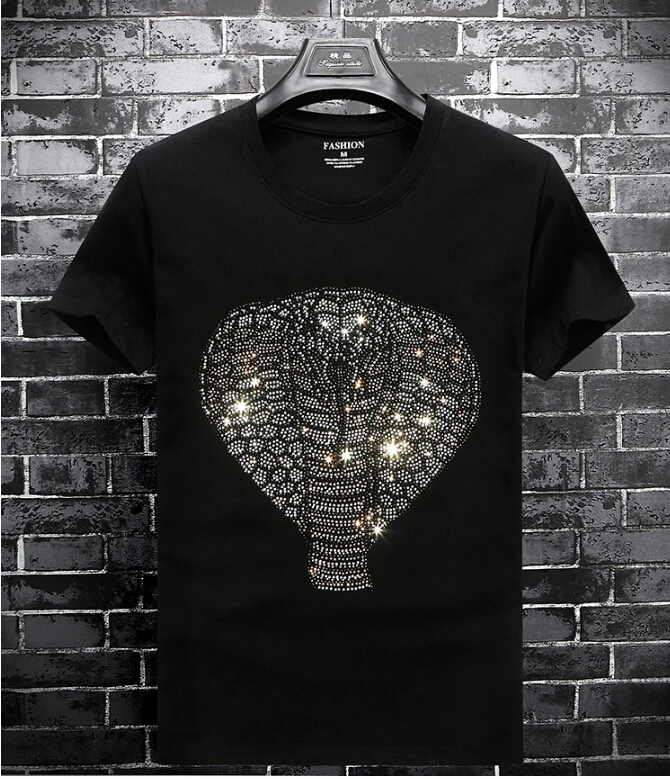 

Luxury design 2019 new design Diamonds 100% Cotton Men top tees tshirt Diamonds hot sale S985