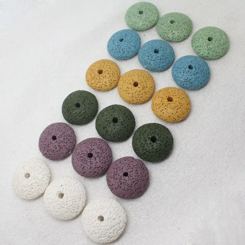 Mini. order is $7! 26mm White Yellow Green Cyan Sky Blue Purple Volcanic Saucer Oval Abacus Beads 13pcs | Украшения и аксессуары