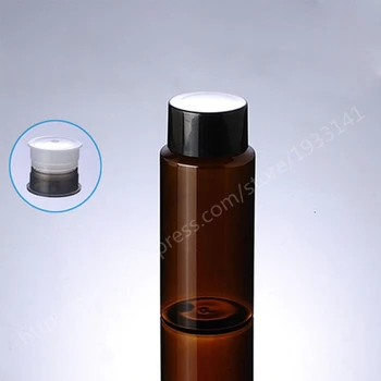

Free Shipping 200pcs/lot 100ML Amber empty cosmetic packaging bottles PET plastic bottle with black cap Essence bottle