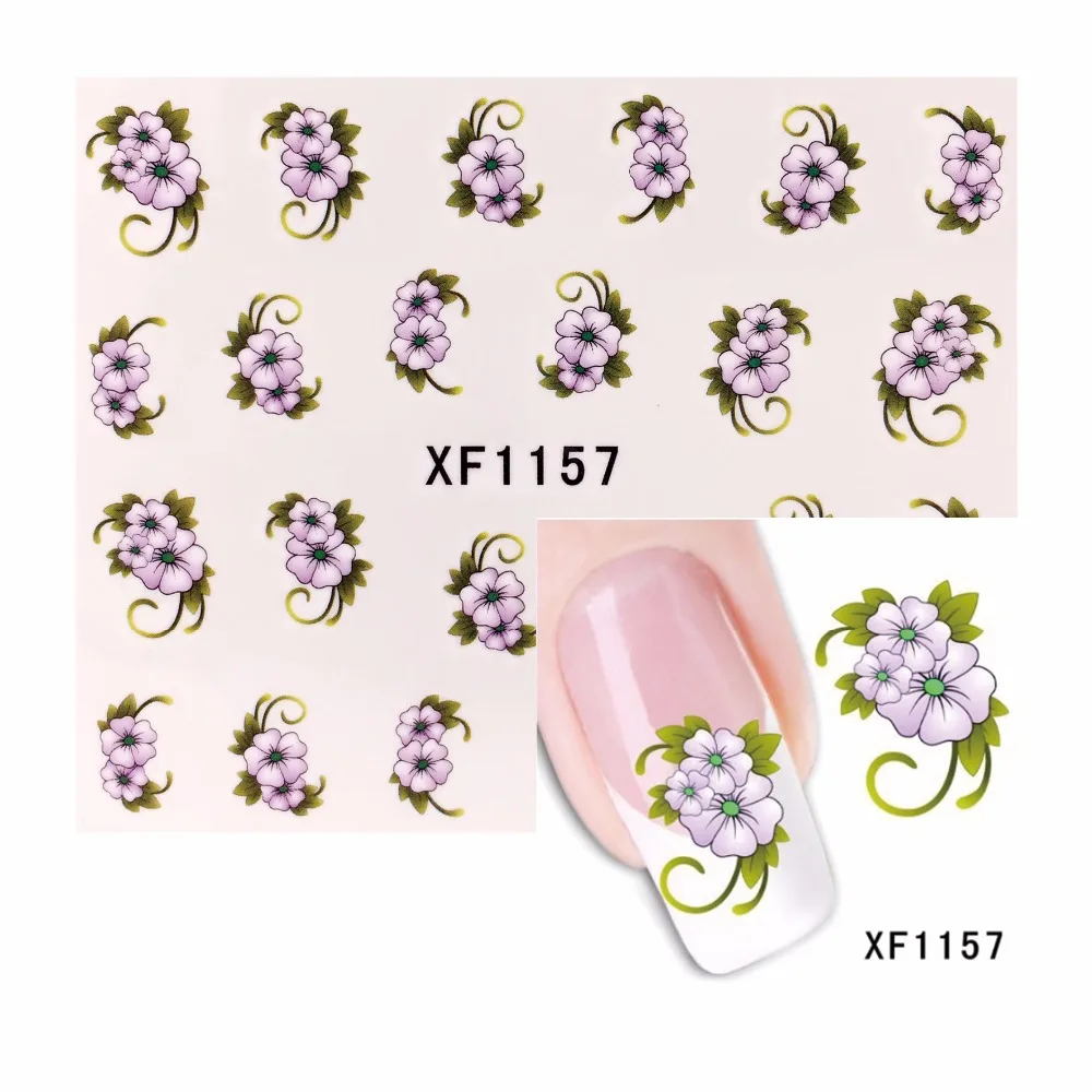 

WUF 1 Sheet Water Decals Flower Pattern Nail Stickers French Tips Nail Art Decorations For Nails Tools 1157