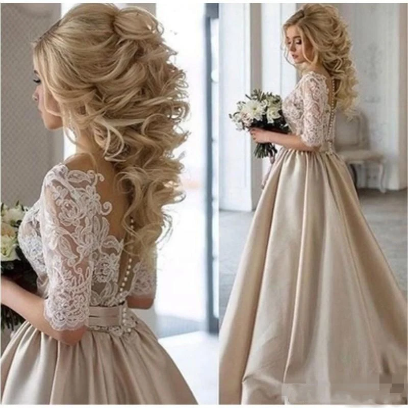 champagne-satin-evening-dresses-party-elegant