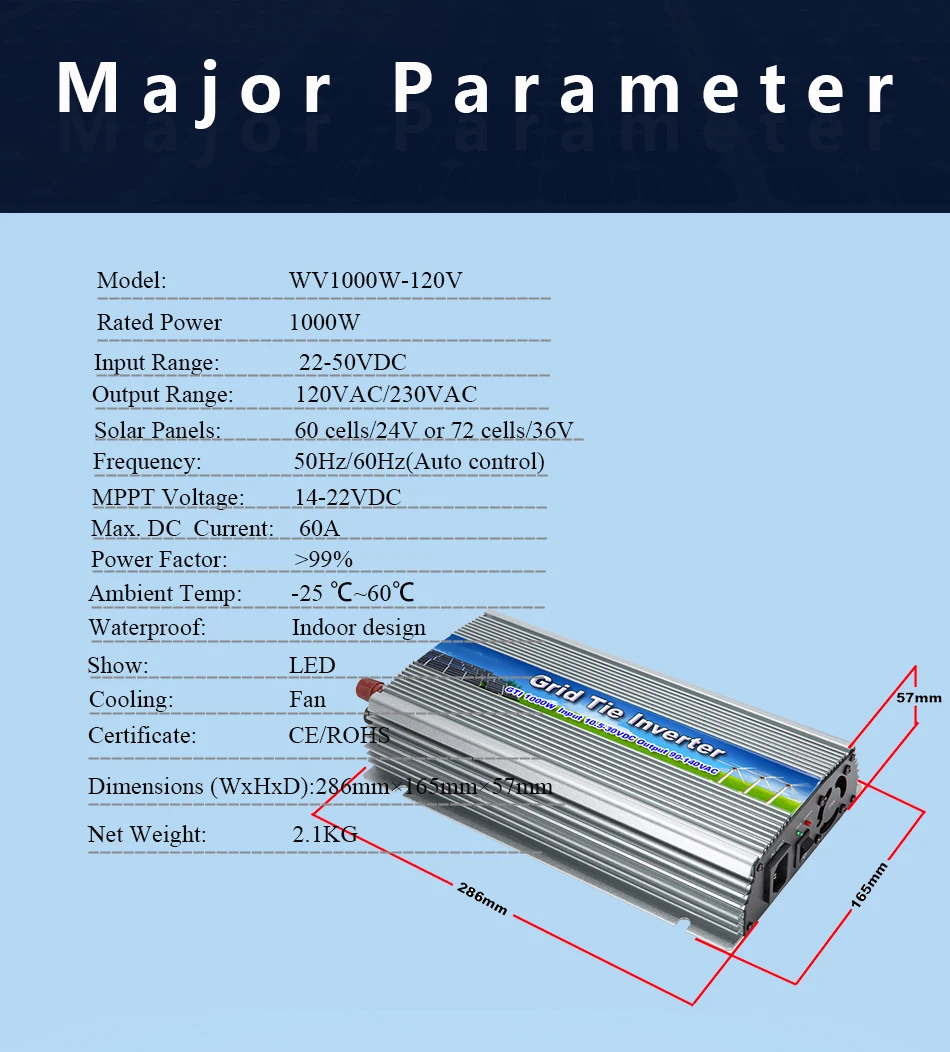 MAYLAR@ 20-50Vdc 1000 Вт Солнечная Чистая синусоида сетка галстук MPPT инвертор выход 90-140 В 50 Гц/60 Гц для альтернативной энергии домашней системы