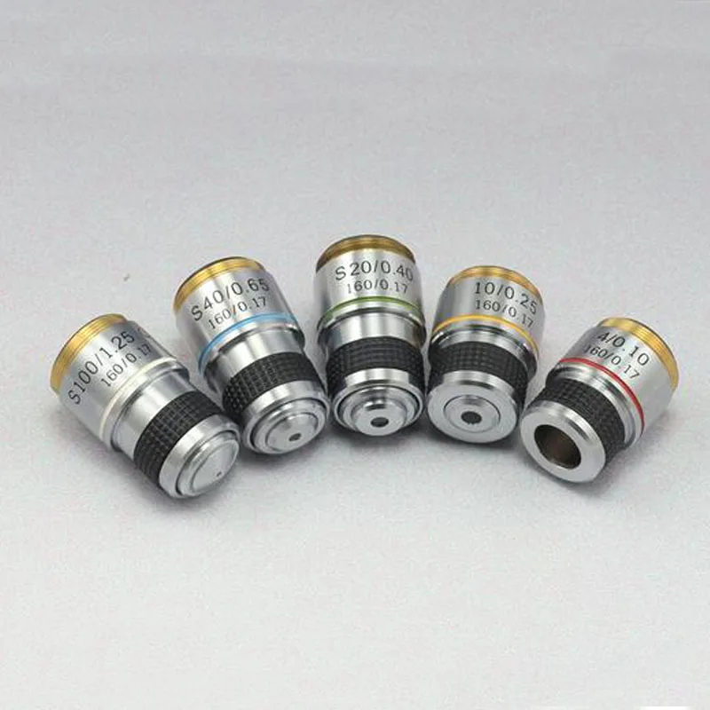 

4X 10X 20X 40X 100X Microscope Achromatic Objective Lenses Set for Biological Microscope Wholesale