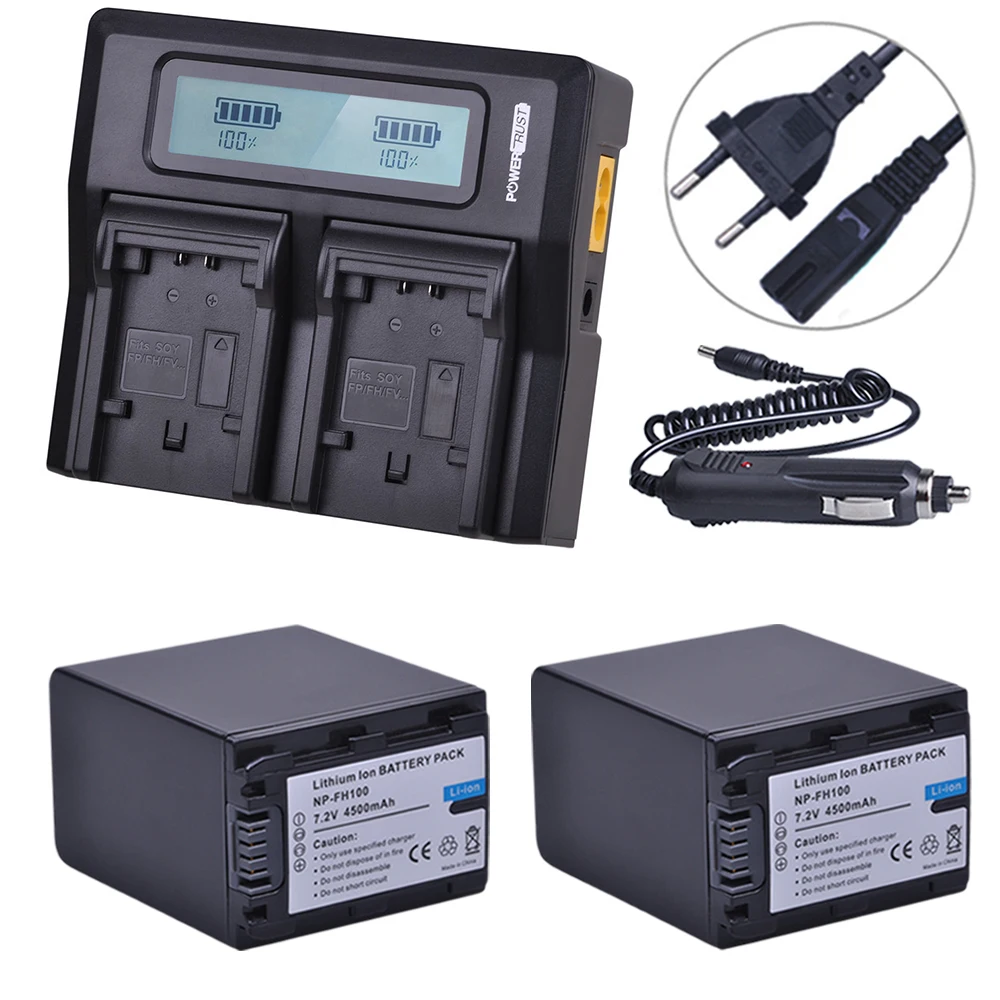 2x4500 мАч NP FH100 батарея + ЖК быстрое зарядное устройство для Sony FH90 FH70 FH60 FH40 FH30 FP50 CR SX40
