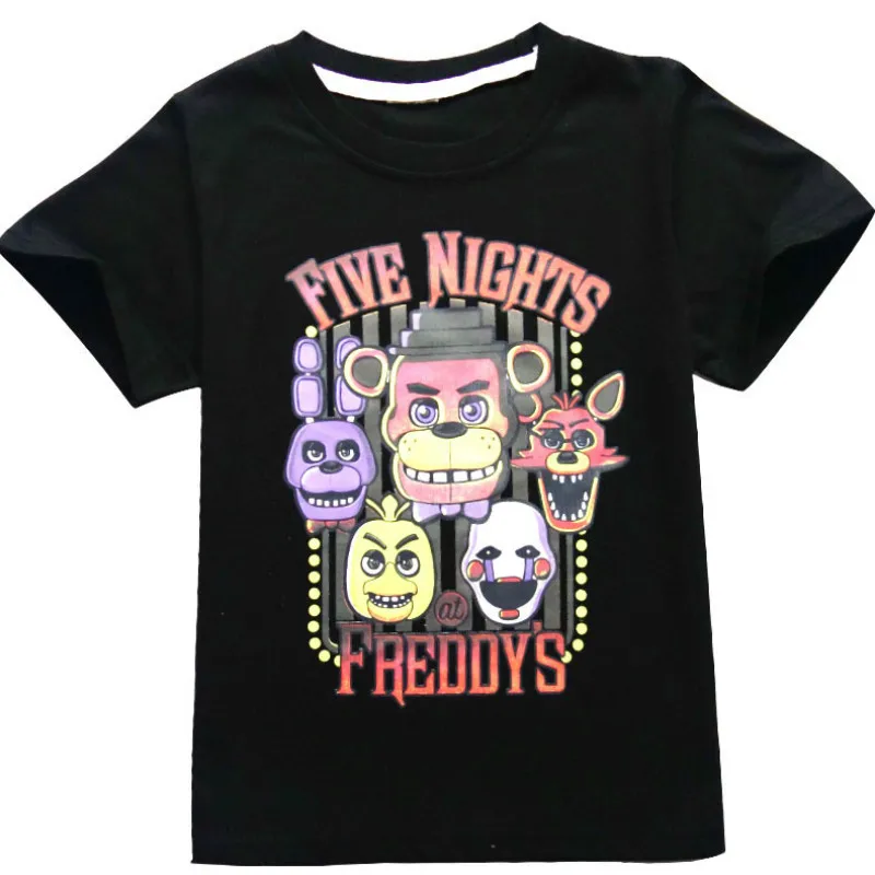 Футболки Five Night Freddys, летняя детская одежда футболки Five Nights At Freddy Детские футболки Одежда для мальчиков - Цвет: black