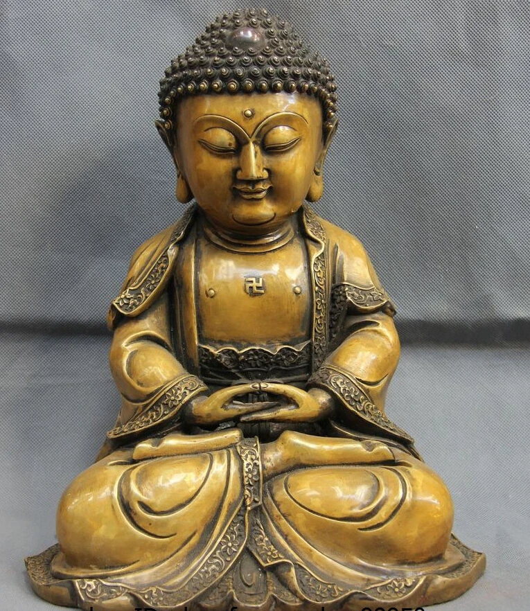 12" Tibet Bronze Copper Buddhism Temple Rulai Tathagata Sakyamuni