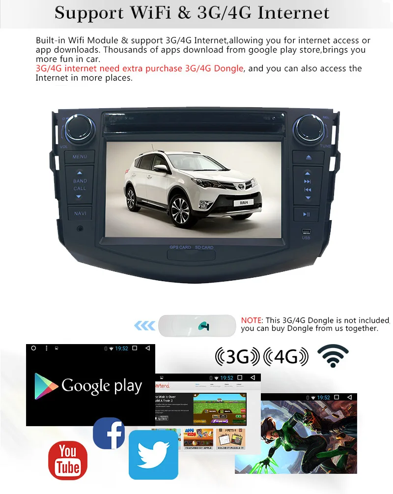 Cheap 2din 7" Quad-Core 1+16G Android 8.1 Car Radio DVD Player with Capacitive Touch Screen BT HD MirrorLink for Toyota RAV4 2007-2011 1