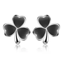 Everoyal, модные женские 925 пробы, серебряные серьги для женщин, аксессуары, винтажная глазурь, черный клевер, серьги-гвоздики, ювелирные изделия для девочек