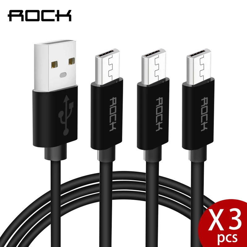 

ROCK 3PCS/Lot 2m Micro USB Cable 2.4A fast Charging For Samsung Xiaomi Wire Data Cable For Galaxy S5 S6 S7 Charger Cord Microusb