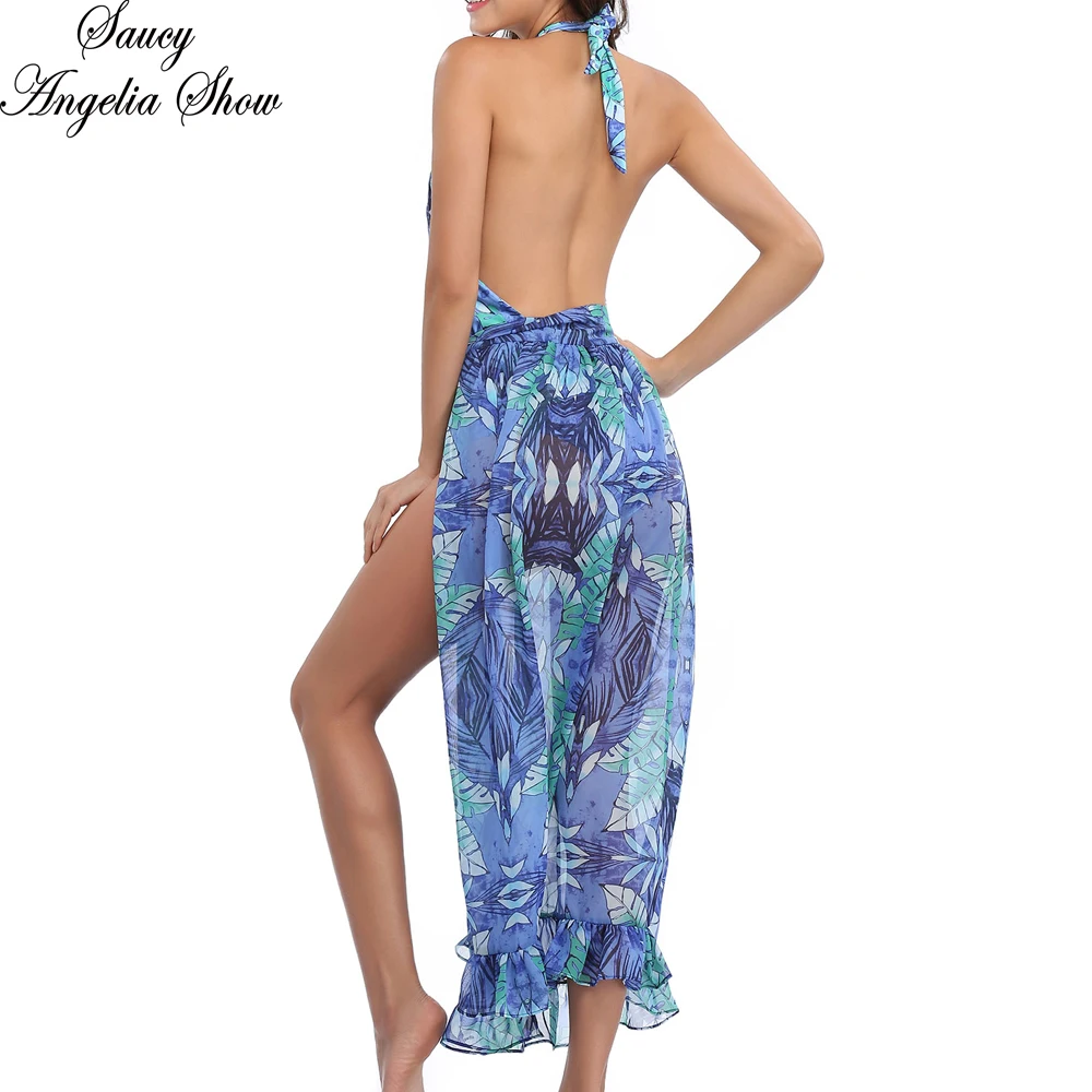 SAUCY ANGELIA Women Summer Swimwear Cross Swimsuit Beach Cover Up Print High Waist Bathing Suits Bottom Dress Bikini Beach Wear SAUCY ANGELIA Women Summer Swimwear Cross Swimsuit Beach Cover Up Print High Waist Bathing Suits Bottom Dress Bikini Beach Wear