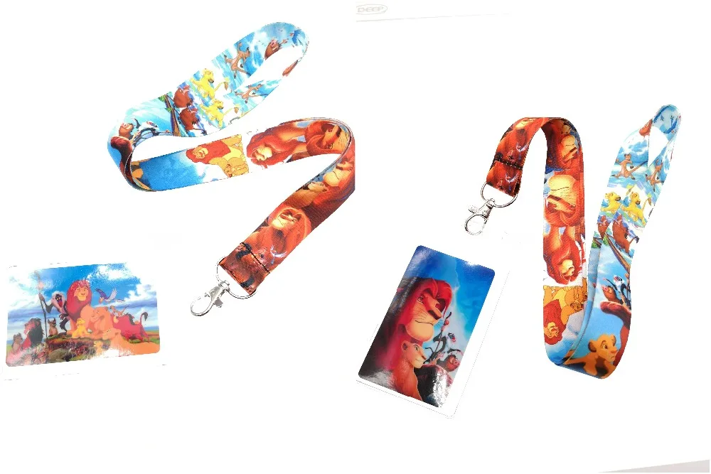 

New 1pcs cartoon lion king simba cute Card Holder Identity Badge with Lanyard Neck Strap Card Bus ID Holders With Key Chain