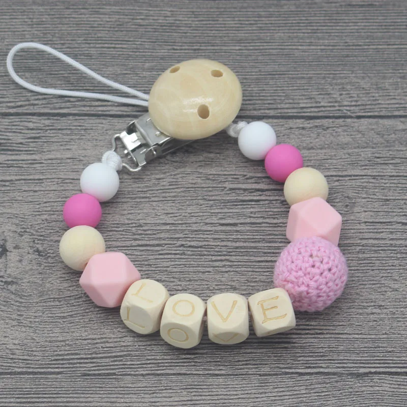 

Baby Teether Eco-friendly Pacifier Clips Holder Chain Handmade Silicone Pacifier Chains Safe Teething Chain