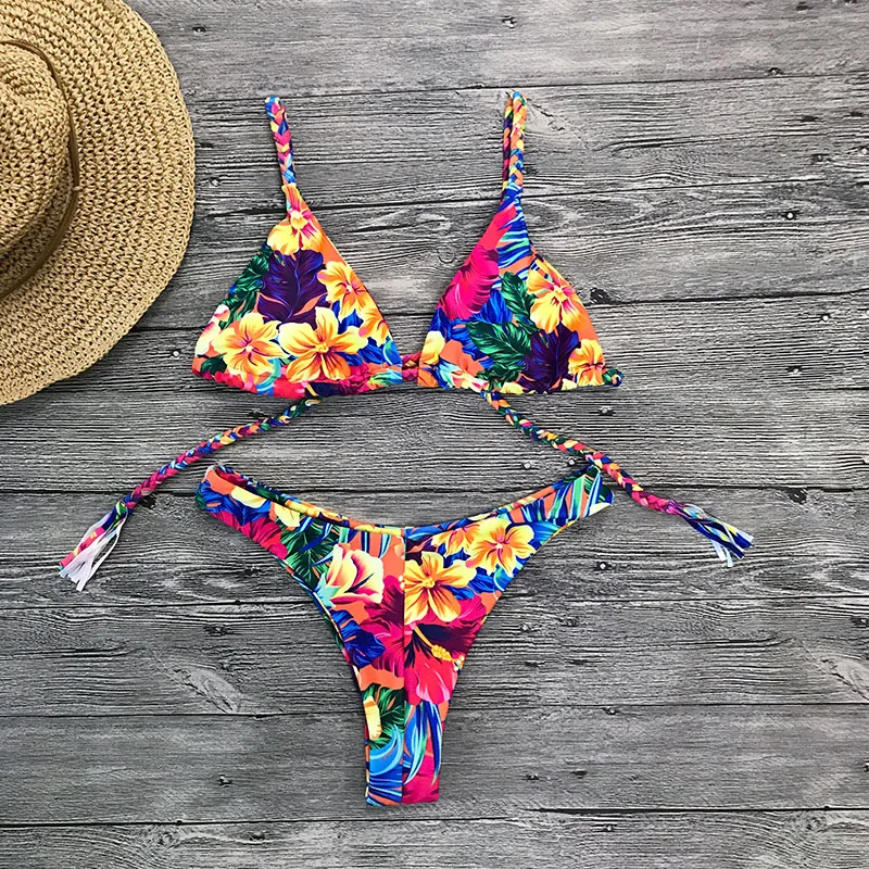 Beach Print Brazilian Bikini Set