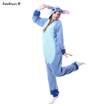 

Women Men Girls Adult Winter Autumn warm Animal Blue Stitch Pajamas Onesie Hood Cosplay Costume Pyjamas Party Holiday Halloween