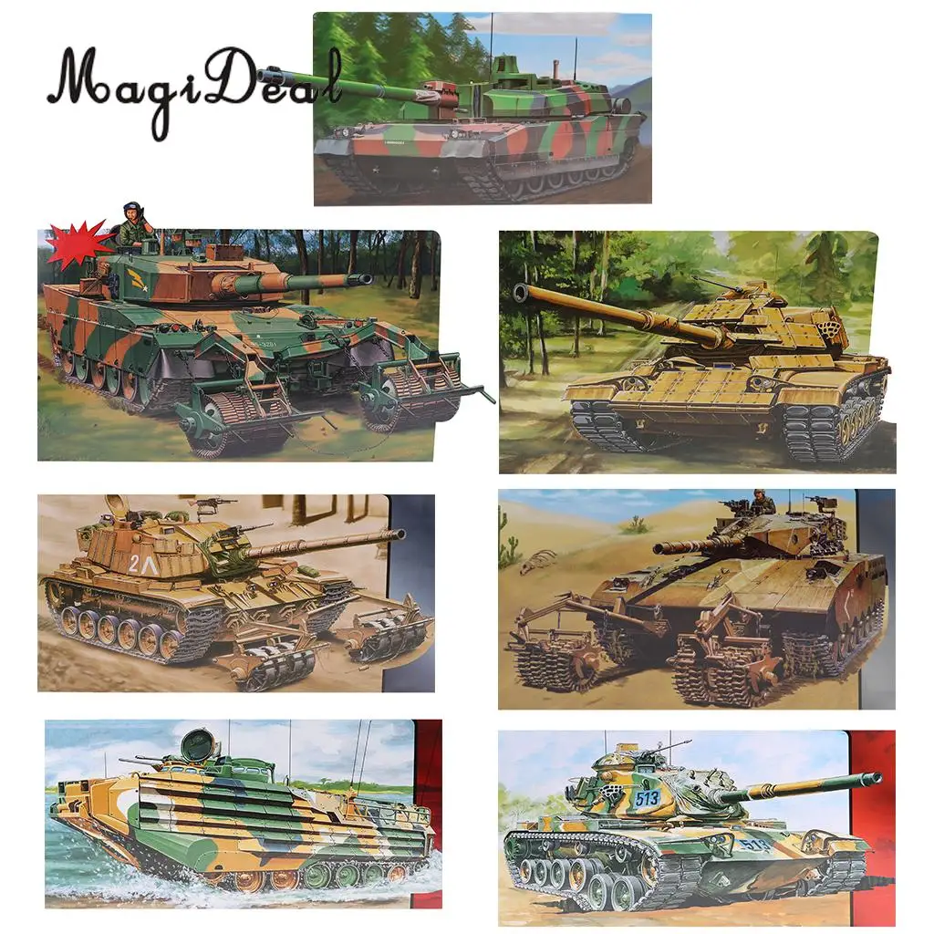 

MagiDeal 1:35 Scale Plastic Battle Tank Assembly Model Kits 3D Vehicle Jigsaw Toy Wargame Fans Collection Gift